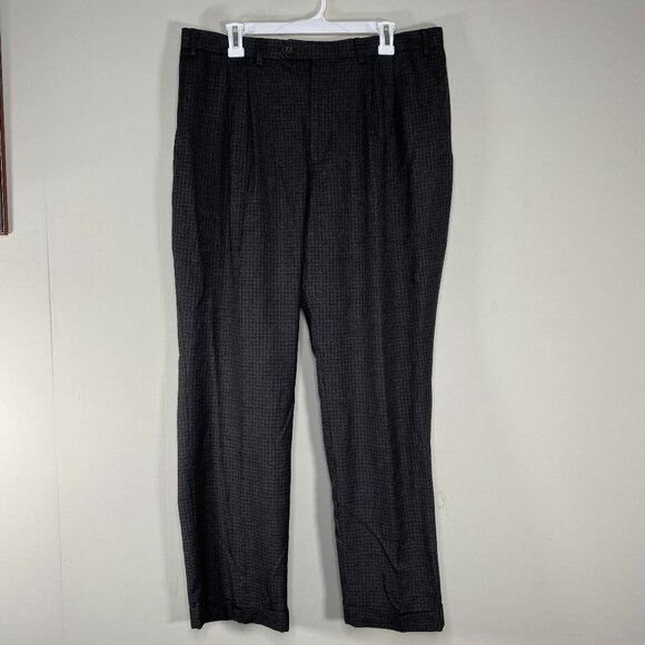 Ralph Ralph Lauren Dress Pants Men's 36 x 32 Black-ish Gray Geometric Office - Picture 1 of 13